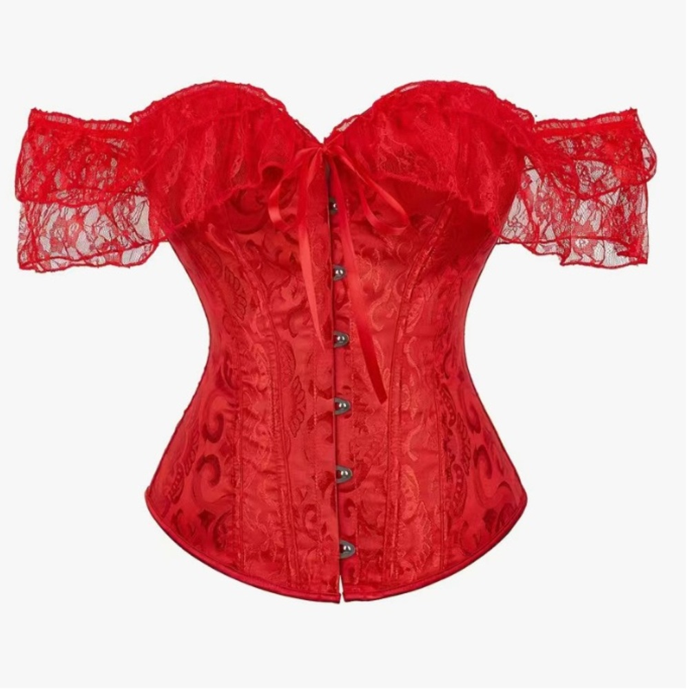 NWT- Brocade Lace Up Back Corset Boustier w/Arm Cover